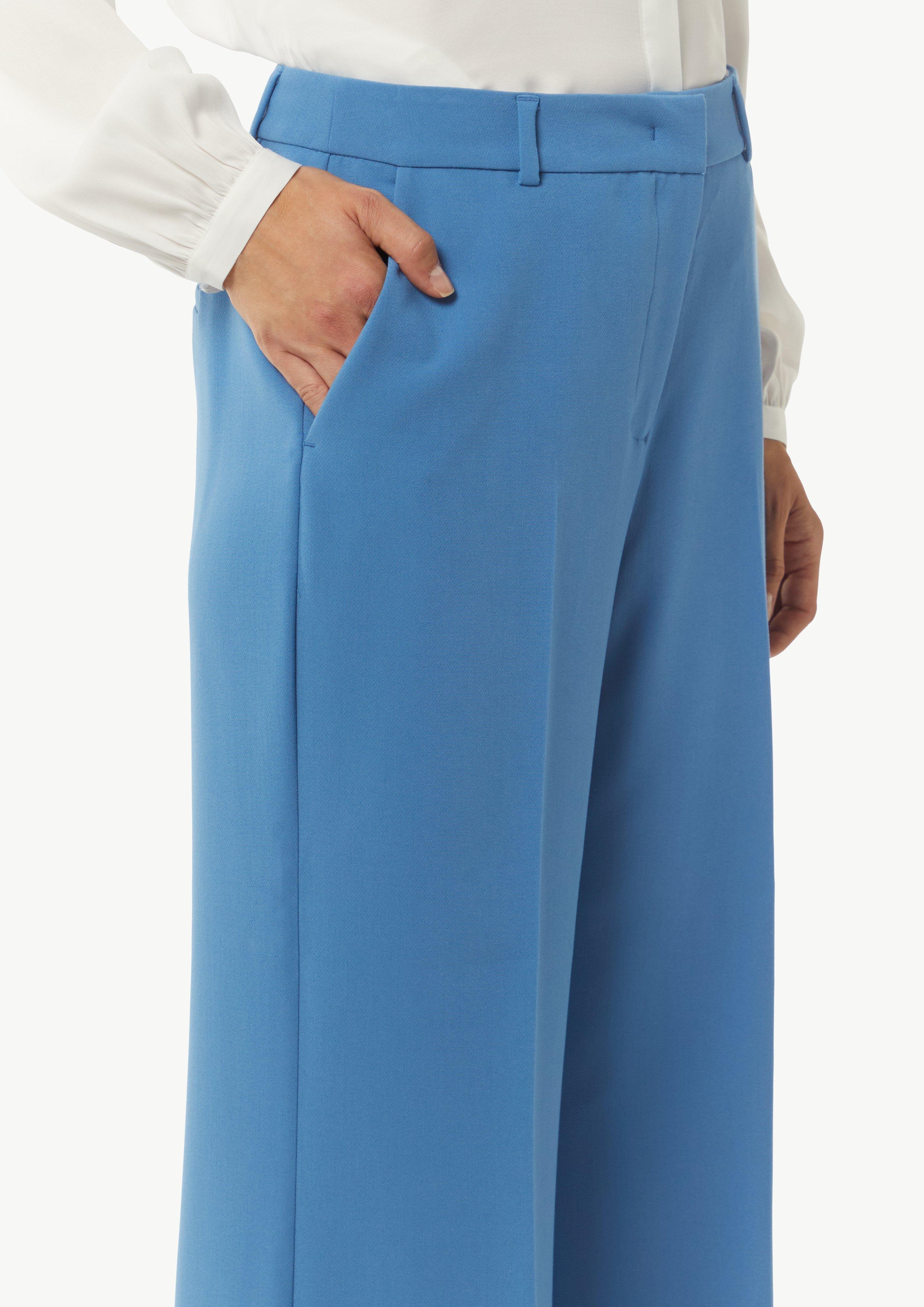 Marlenehose mit Bundfalten - blau