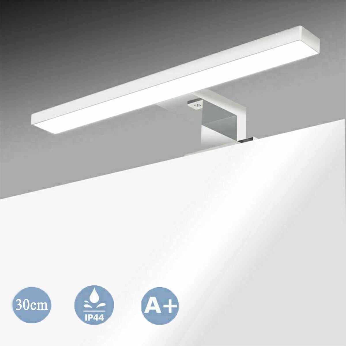 LETGOSPT Spiegelleuchte LED Wandleuchte, 30cm 60cm LED Spiegellampe 230V, LED fest integriert, Kaltweiß, Aufbauleuchte + Klemmleuchte, Schminklicht, Schrank-Beleuchtung 230V