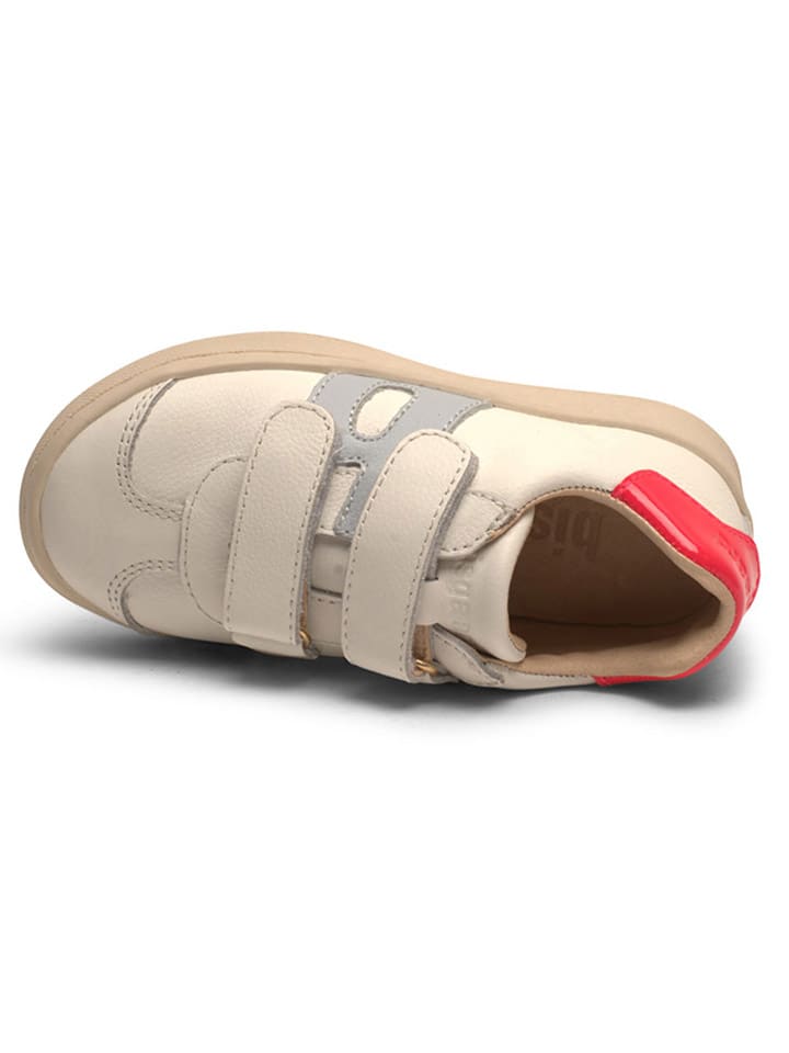bisgaard Leder-Sneakers in Creme/ Rot/ Grau günstig kaufen