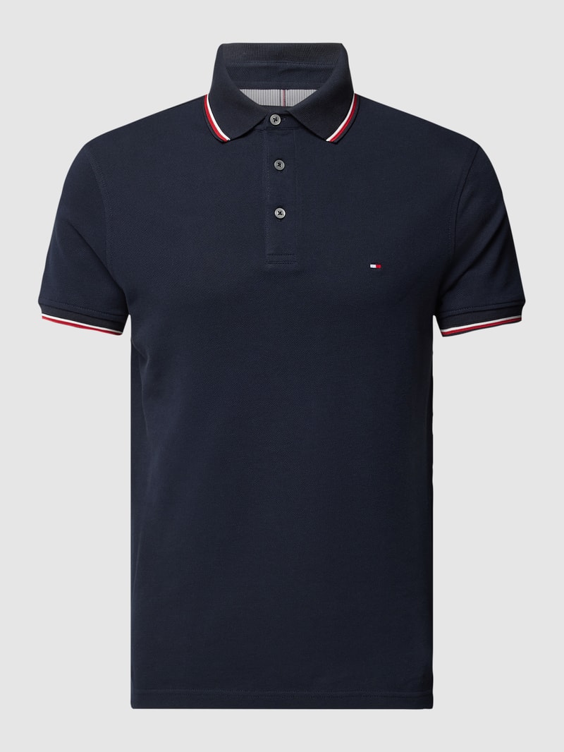 Poloshirt mit Kontraststreifen in marineblau