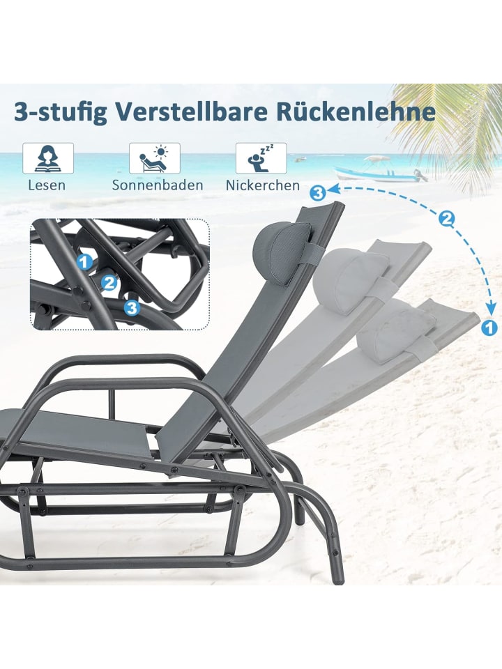 COSTWAY Sonnenliege mit Schaukelfunktion in Grau günstig kaufen onesize