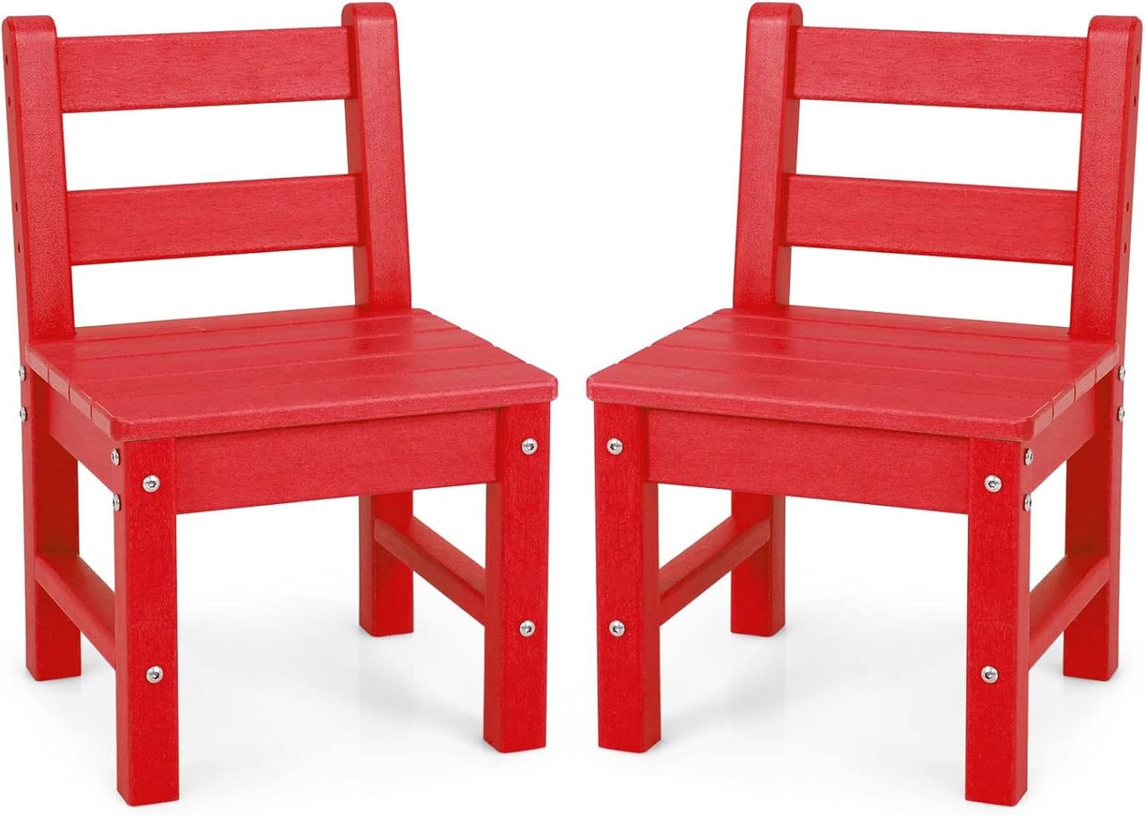 Costway 3-teiliges Tisch- & Stuhlset, Spieltisch-Set für Kleinkinder aus Holz