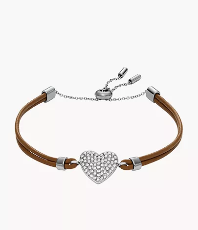 Fossil Armband Sadie Glitz Heart Leder braun