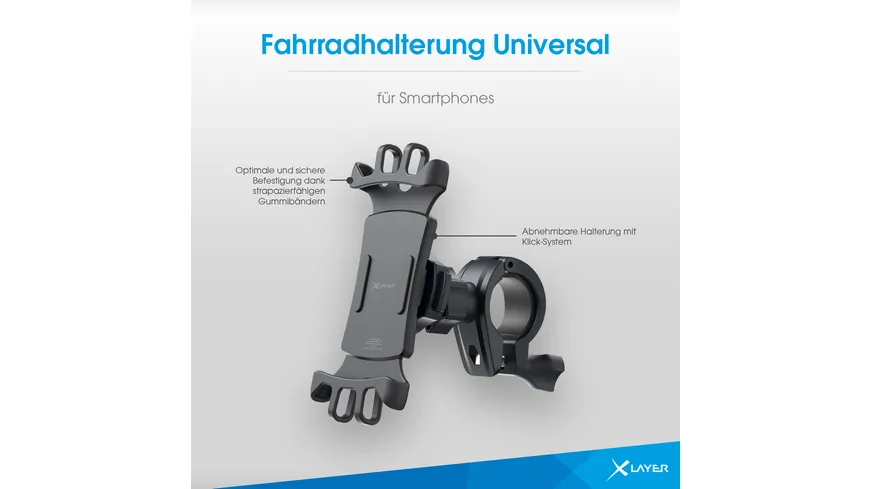 XLayer Fahrradhalterung Universal für Smartphones Schwarz