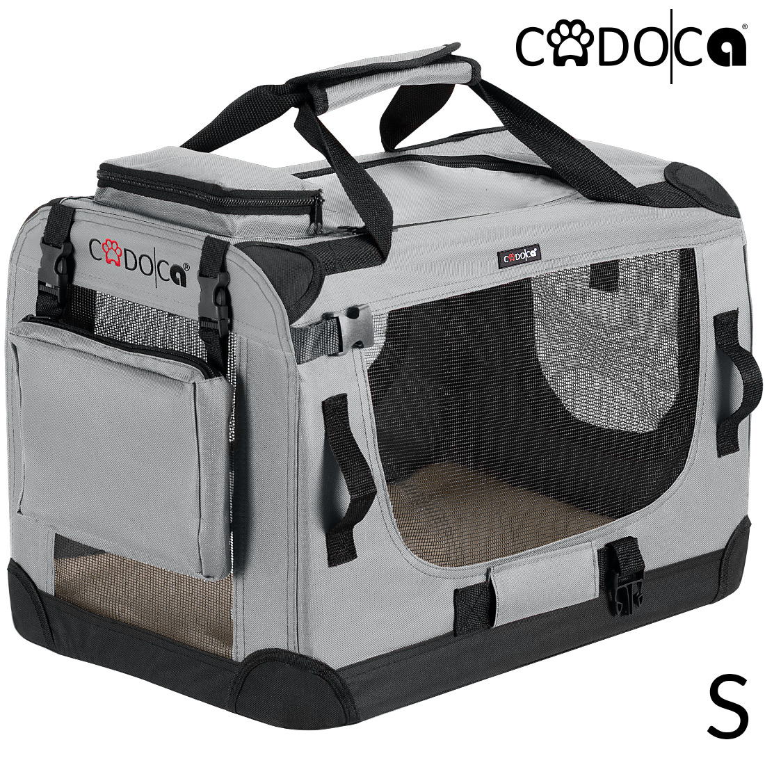 Cadoca Hundetransportbox Grau S 50x35x35cm