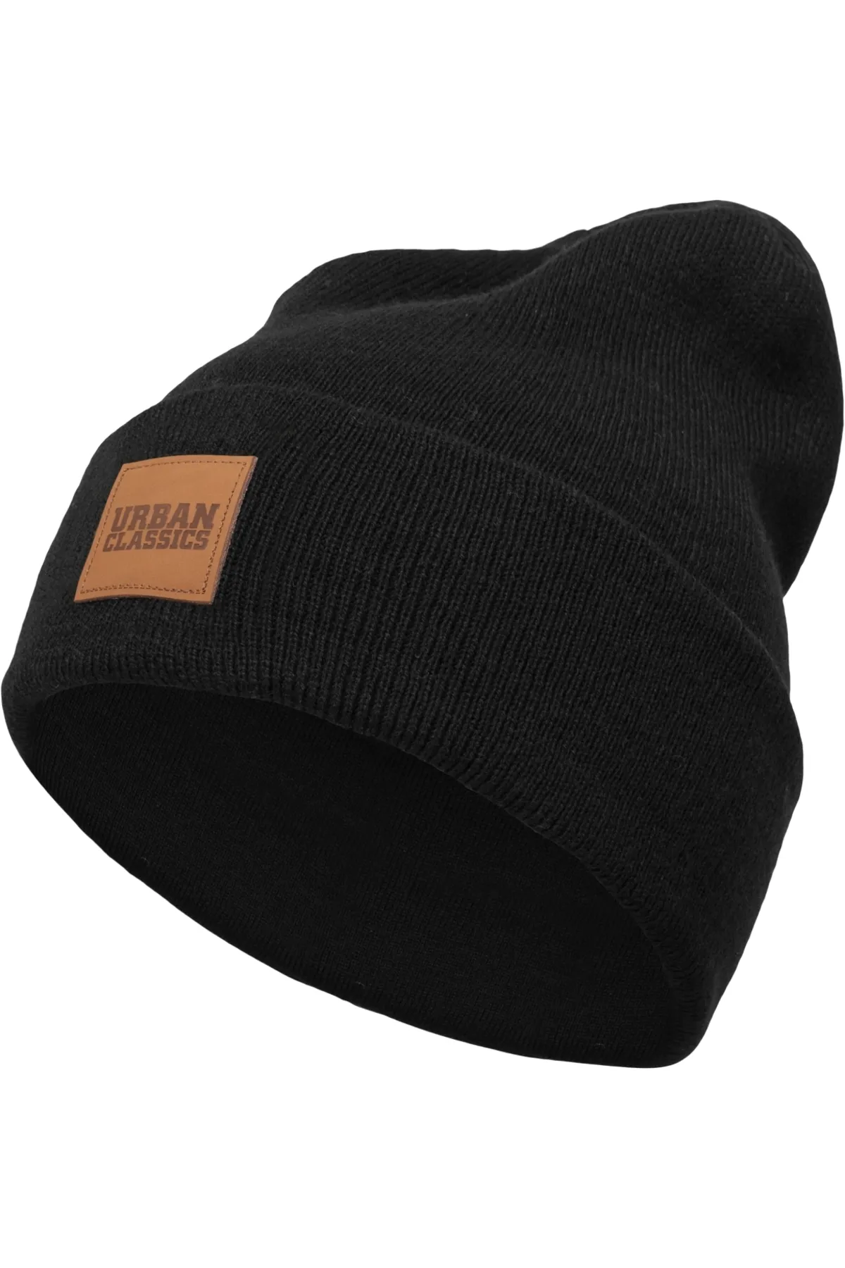 Urban Classics  Unisex Lange Beanie mit Kunstlederpatch
