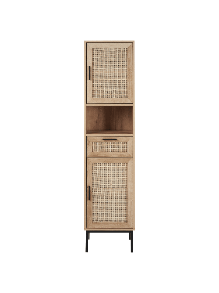 Beliani Badezimmerschrank ROSELL in Heller Holzfarbton - (W) 40 x (H) 165 x (L) 36 cm günstig kaufen onesize