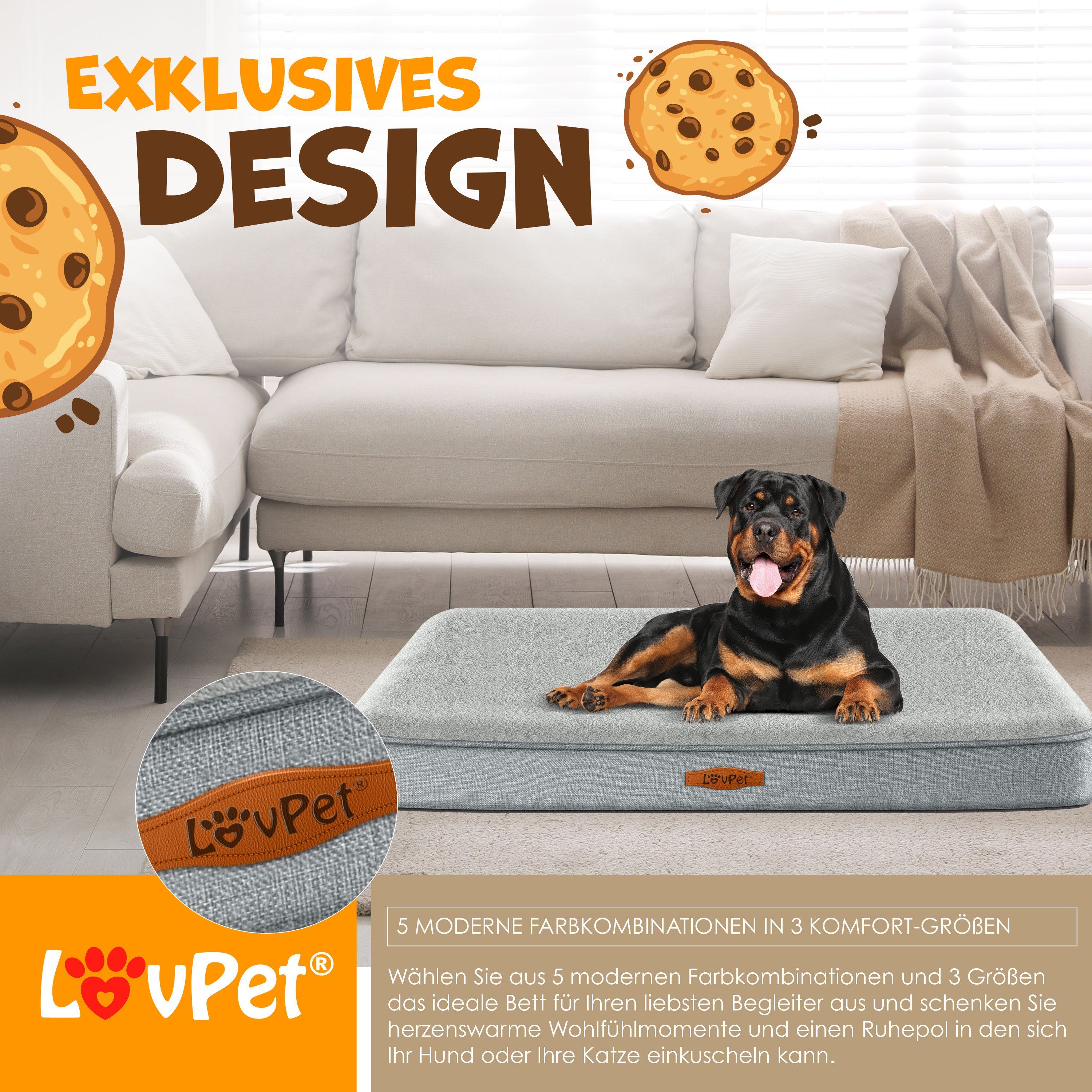 Lovpet Tierbett, Hundebett orthopädisches Hundekissen Hundekorb Cookie