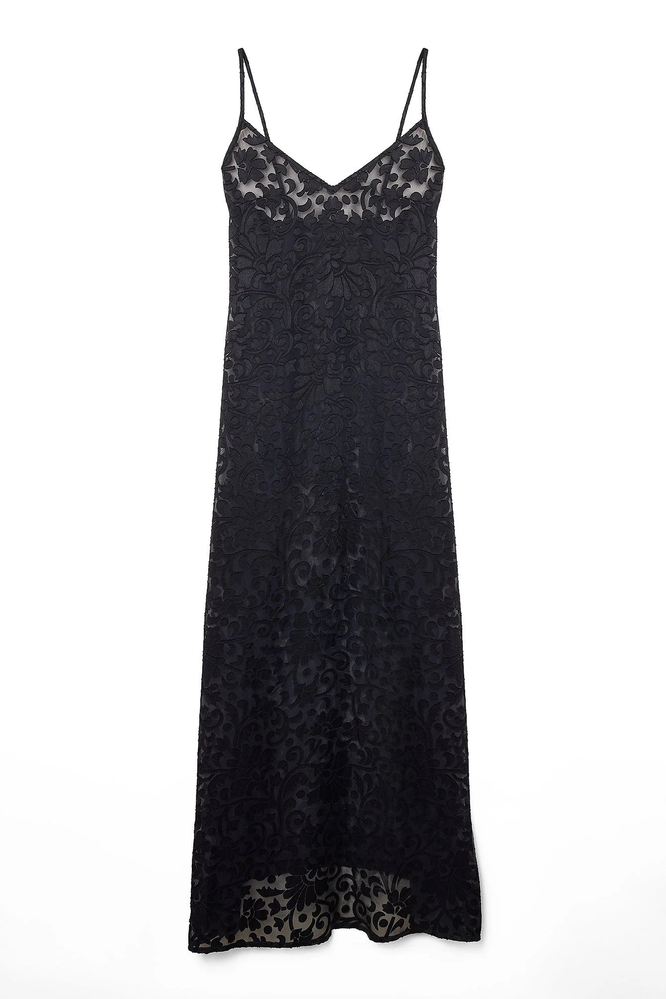 Maxi-Slipkleid aus Samt mit Burn-out