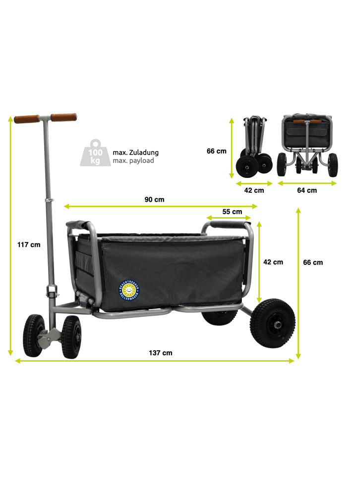 Beachtrekker Beachtrekker LiFe faltbarer Bollerwagen   Bremse, klappbarer Handwagen (Schwarz) günstig kaufen onesize