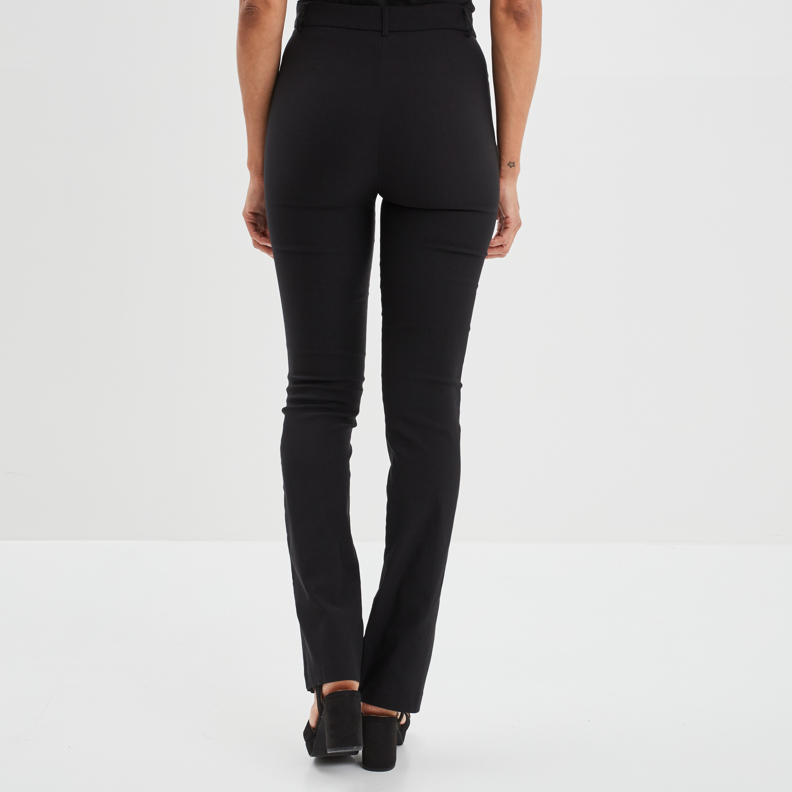 Pantalon city bootcut taille haute noir femme | La Halle