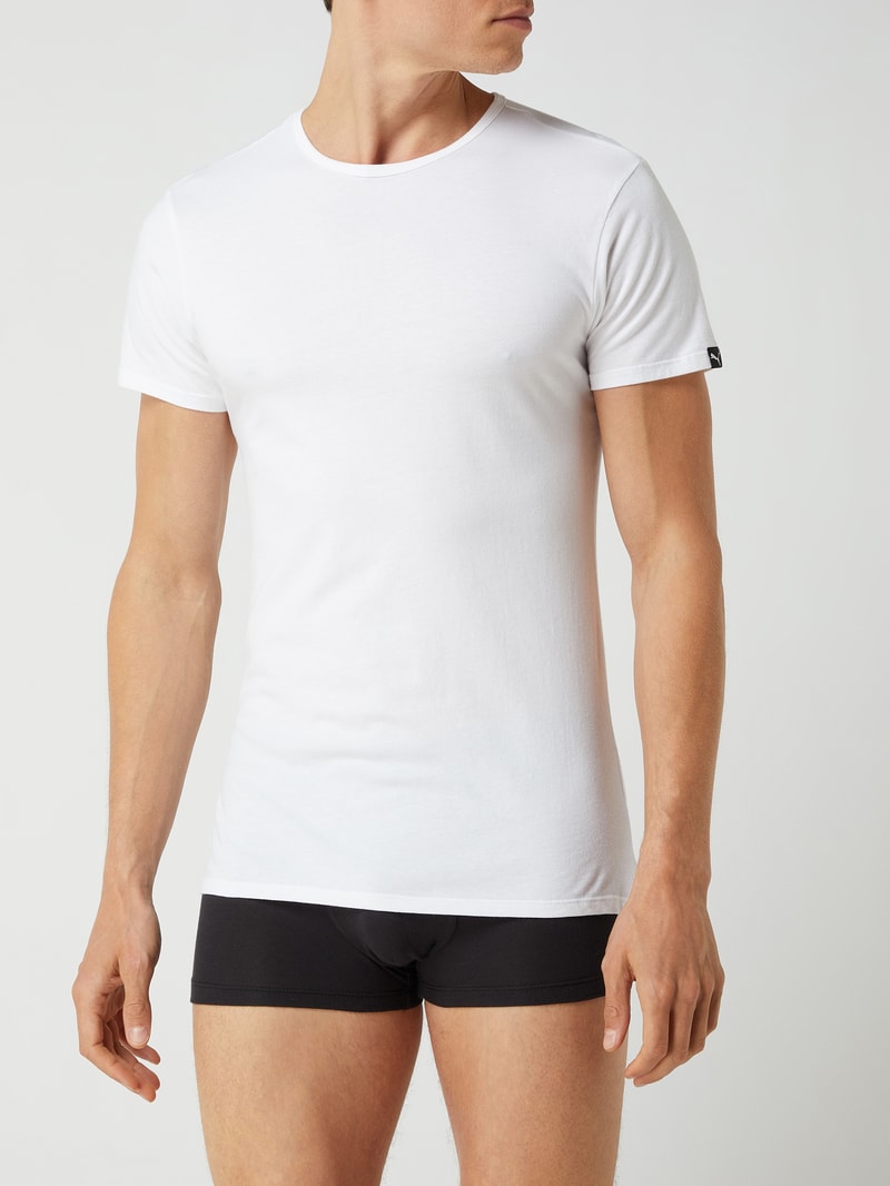 Regular Fit T-Shirt aus Baumwolle im 2er-Pack in weiß