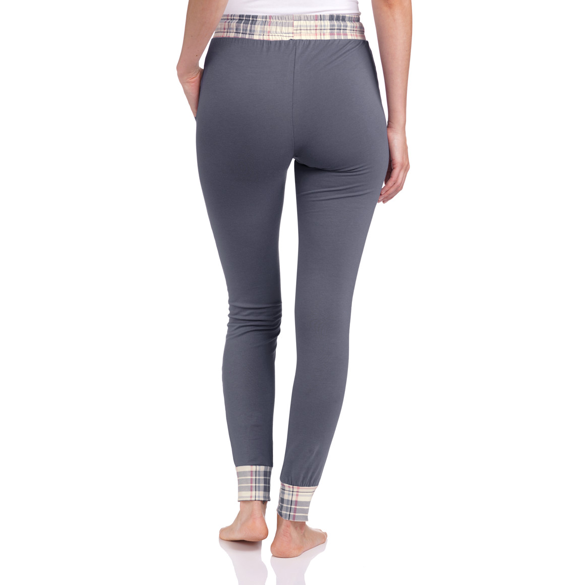 Damen Schlafhose mit karierten Bündchen