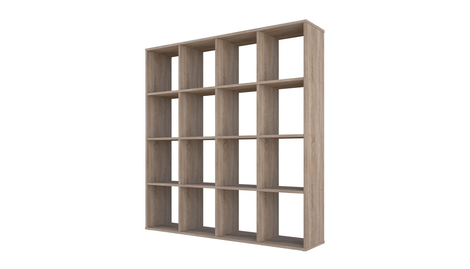Polini Home Raumteilerregal Polini Home Raumteiler Bücherregal Regal Eiche 16 Fächer