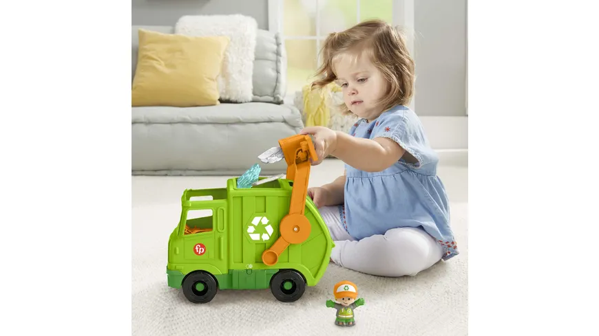 Fisher-Price Little People Müll-Auto Spielzeug mit Figuren, Lernspielzeug
