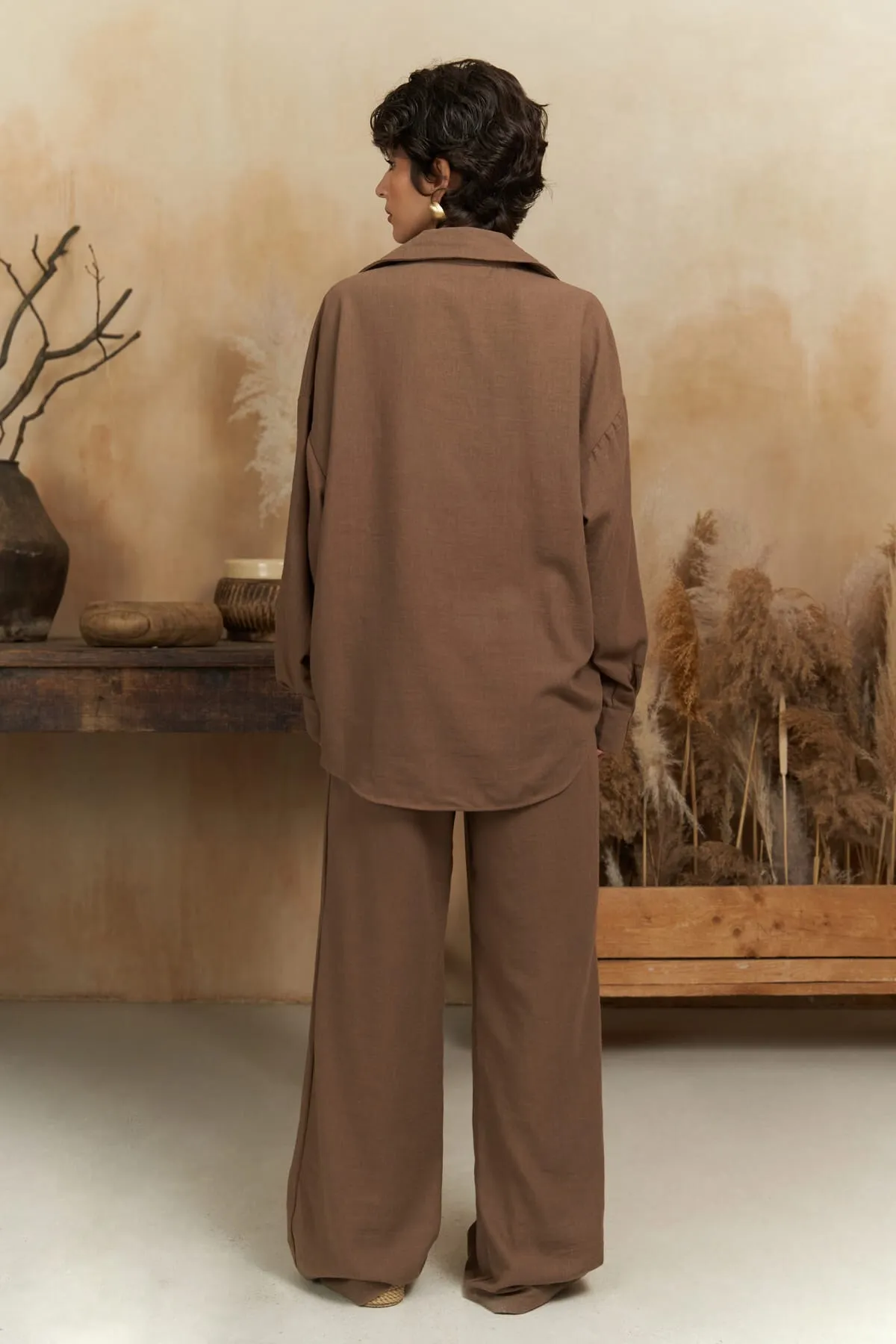 BOHEMAİ  Pedasa – Braunes Hemd-Hosen-Set