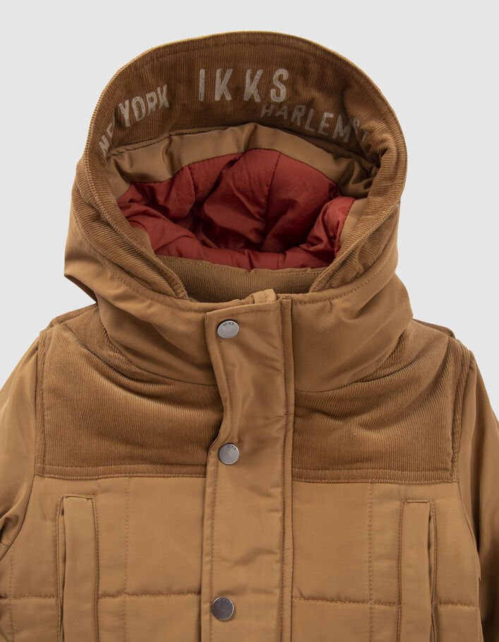 Parka camel fourrée nylon et velours garçon