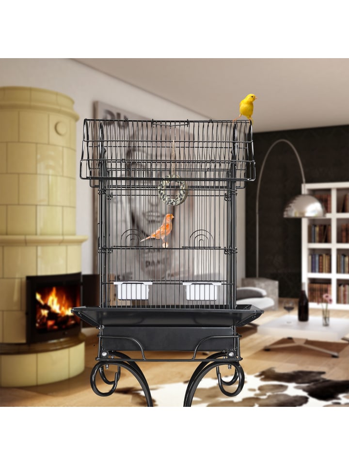 relaxdays Vogelkäfig in Schwarz - (B)55 x (H)146,5 x (T)50 cm günstig kaufen onesize