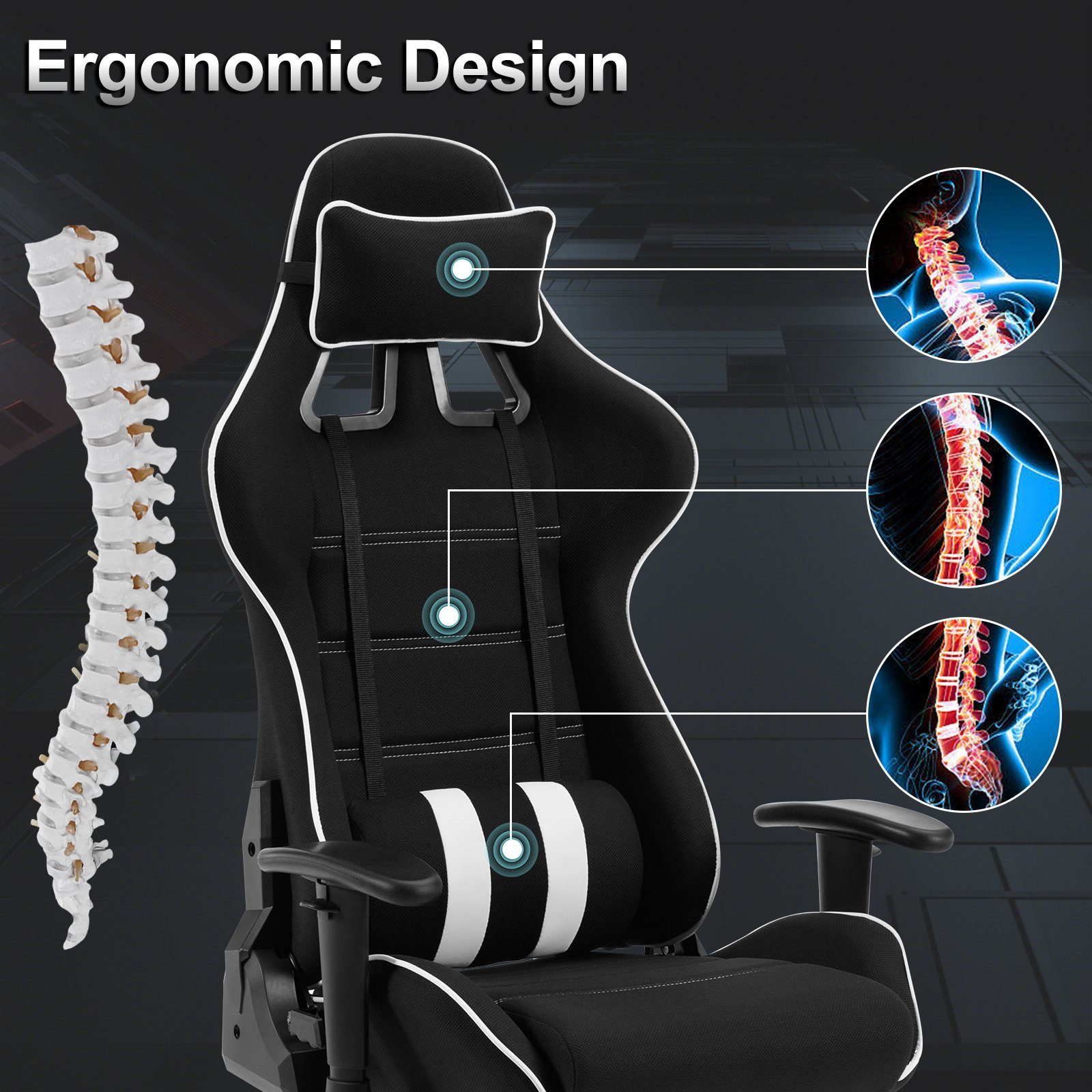 Woltu Gaming-Stuhl (1 St), Bürostuhl ergonomisch drehbar höhenverstellbar