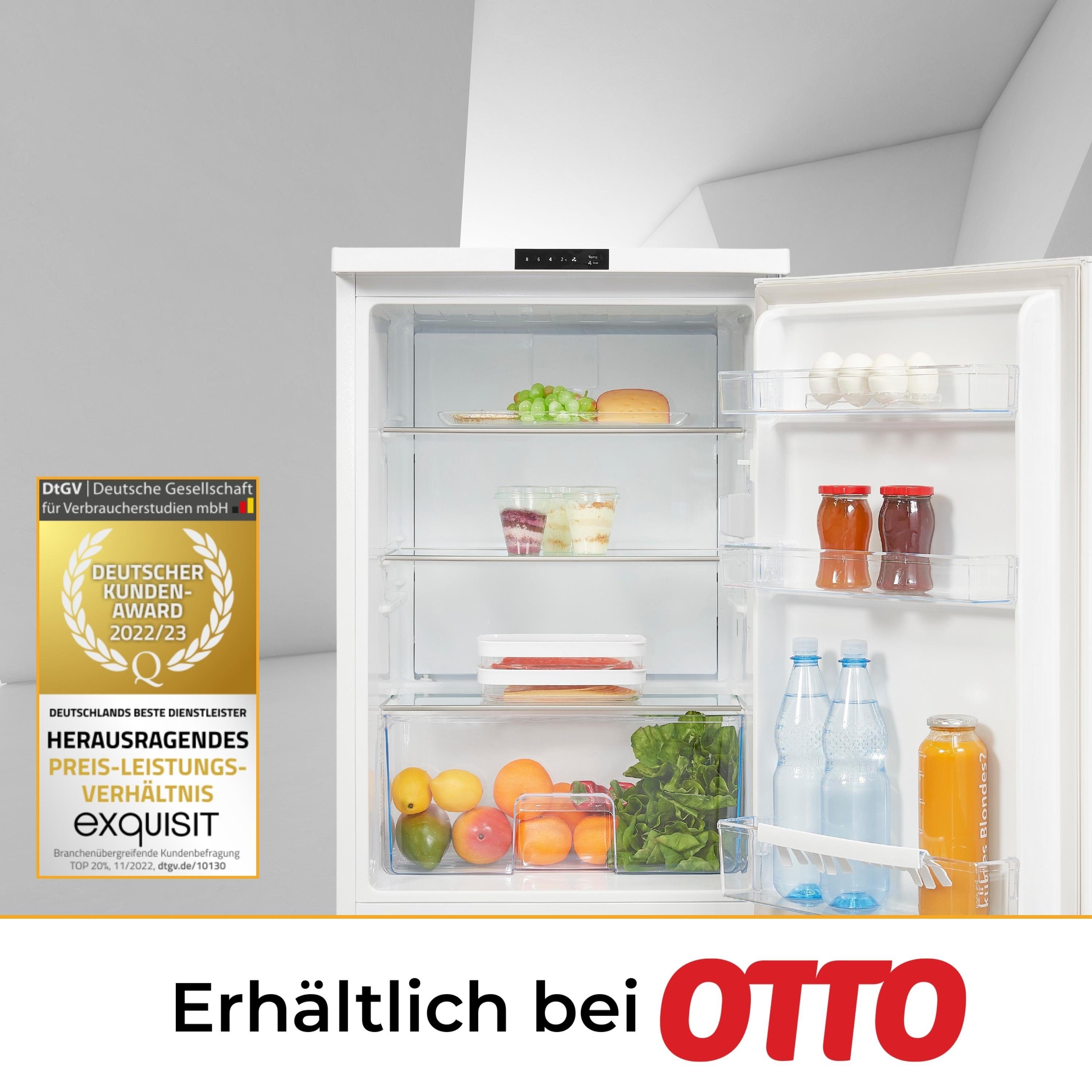 exquisit Vollraumkühlschrank KS16-V-HE-011D, 85 cm hoch, 56 cm breit, kompakt mit digitaler Temperaturanzeige und Handgriff