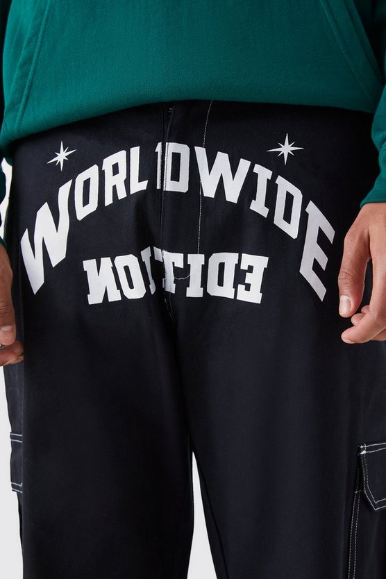 Tall lockere Cargo-Hose mit Worldwide-Print