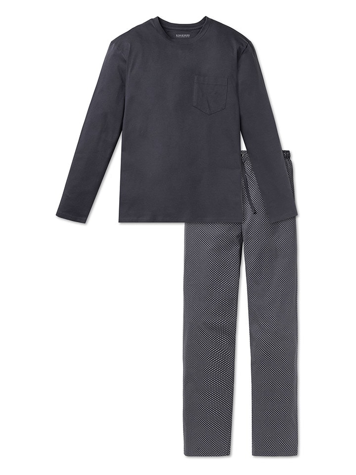 Schiesser Pyjama in Anthrazit günstig kaufen