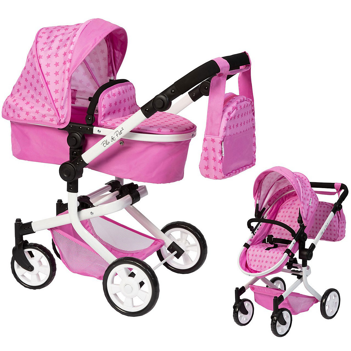 Puppenwagen MOOVE4 mit Wickeltasche 2in1 (Sternchen Pink)