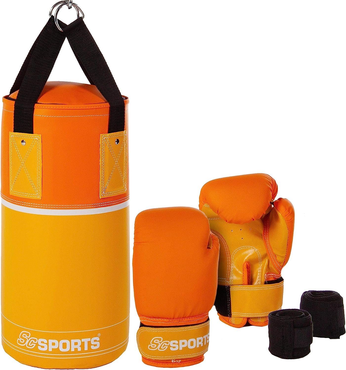 ScSPORTS® Boxsack Boxsack Set Kinder Gefüllt 3kg Boxhandschuhe 6oz Boxbandage Tasche Box