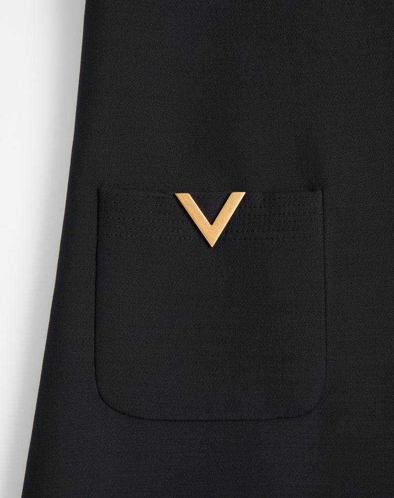 Vestido curto de crepe de alta costura