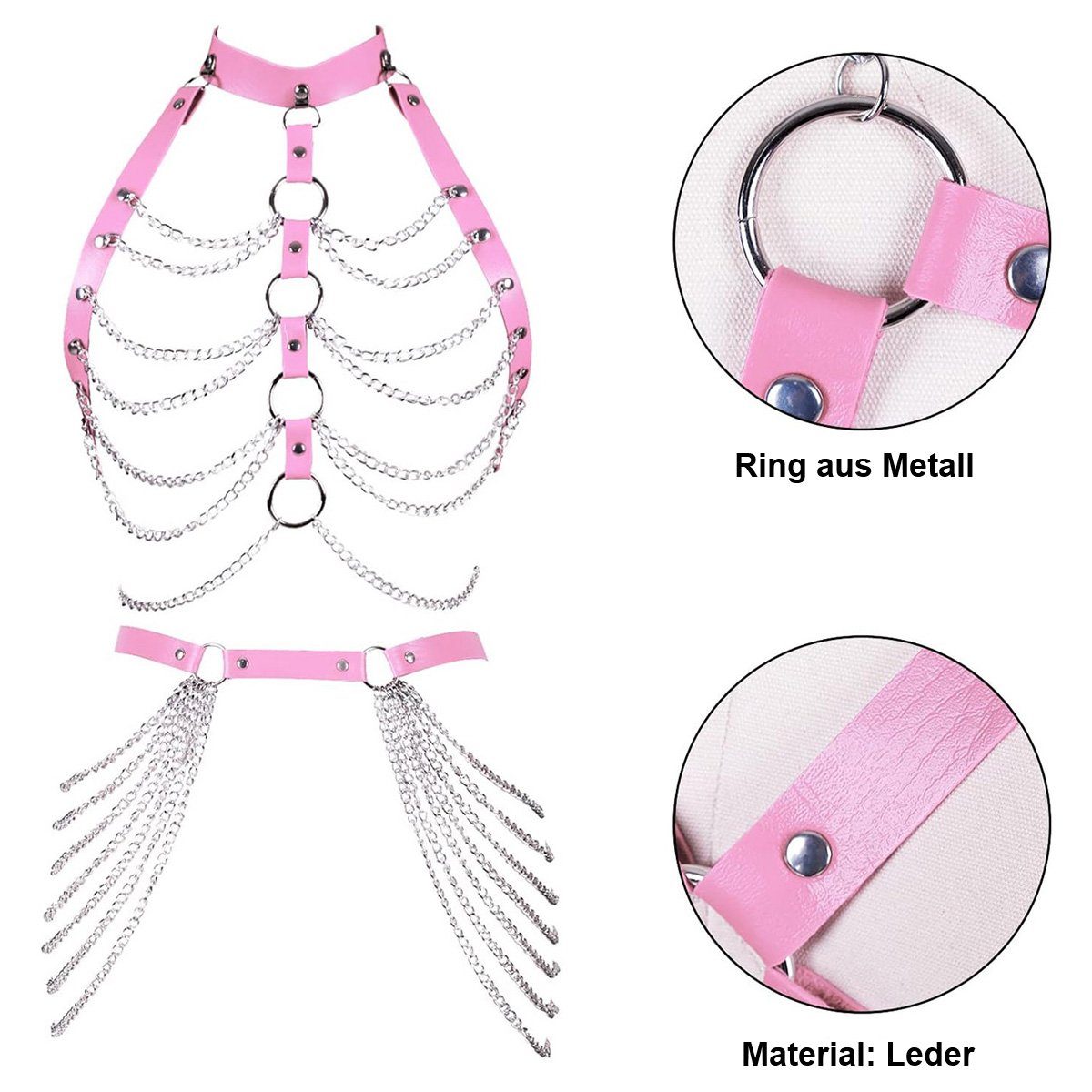 götäzer Kettengürtel Punk Clothing Halter Collar Accessories Harajuku Goth Underwear Stilvolles Zubehör für den punkigen Look - Halsschmuck und Unterwäsche