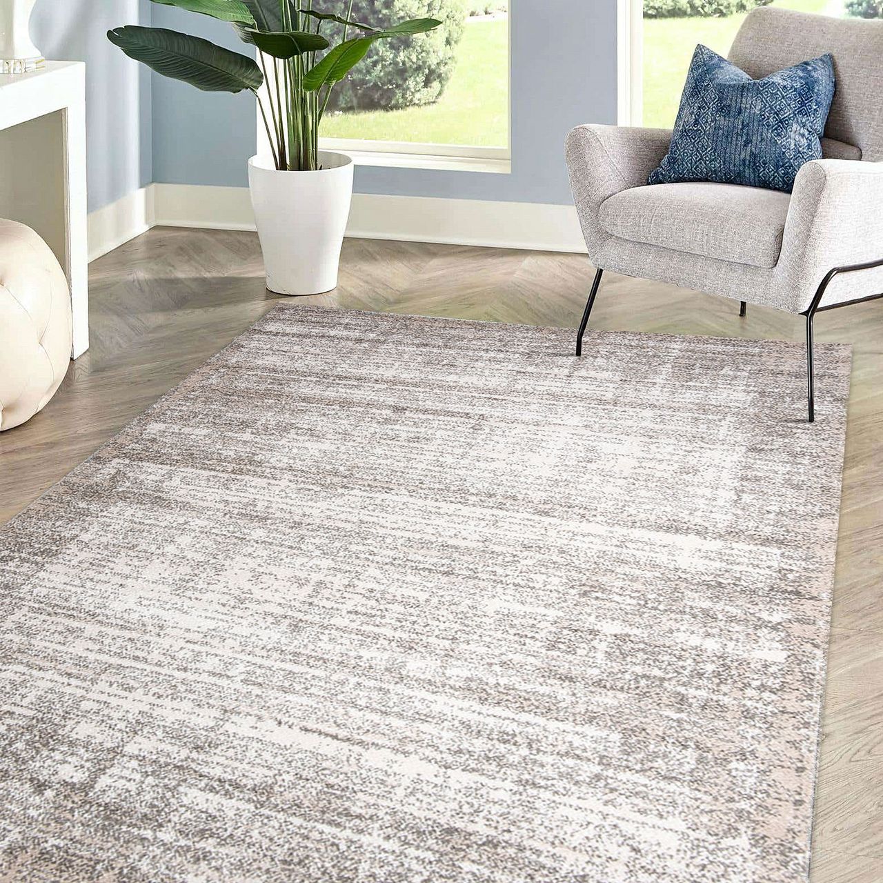 HOMCOM Teppich Kurzflor Beige 230 x 160 x 1 cm