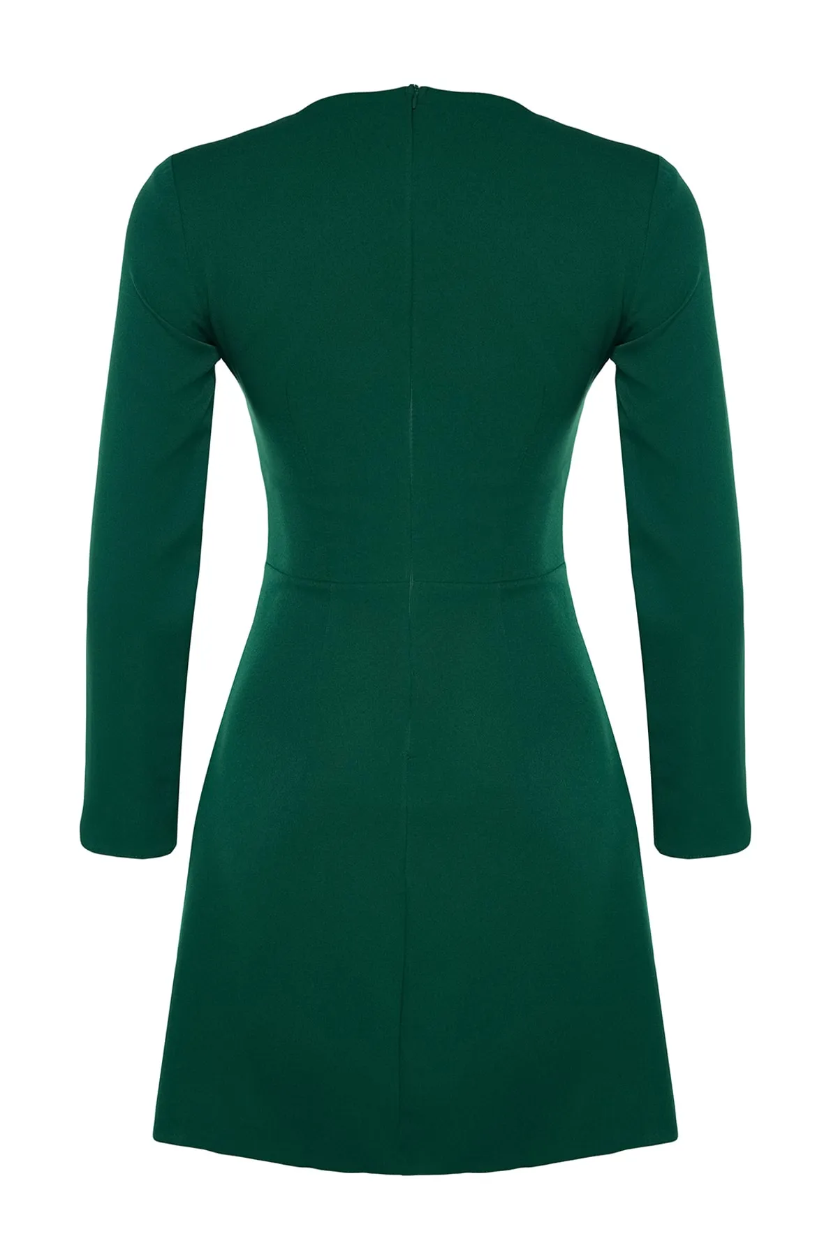Trendyol Collection  Smaragdgrünes Mini-Webkleid in A-Linie mit quadratischem Kragen TWOAW23EL00894