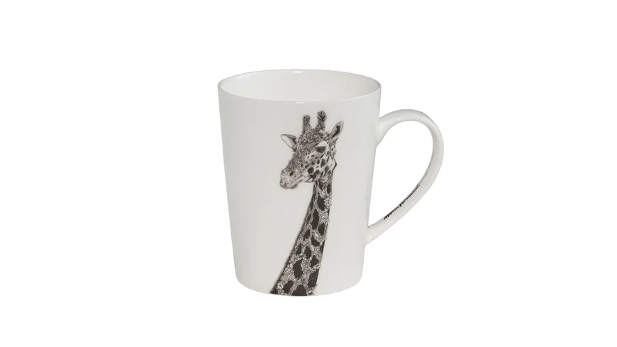 MAXWELL & WILLIAMS Marini Ferlazzo Becher African Giraffe, Bone China Porzellan Schwarz, Weiß