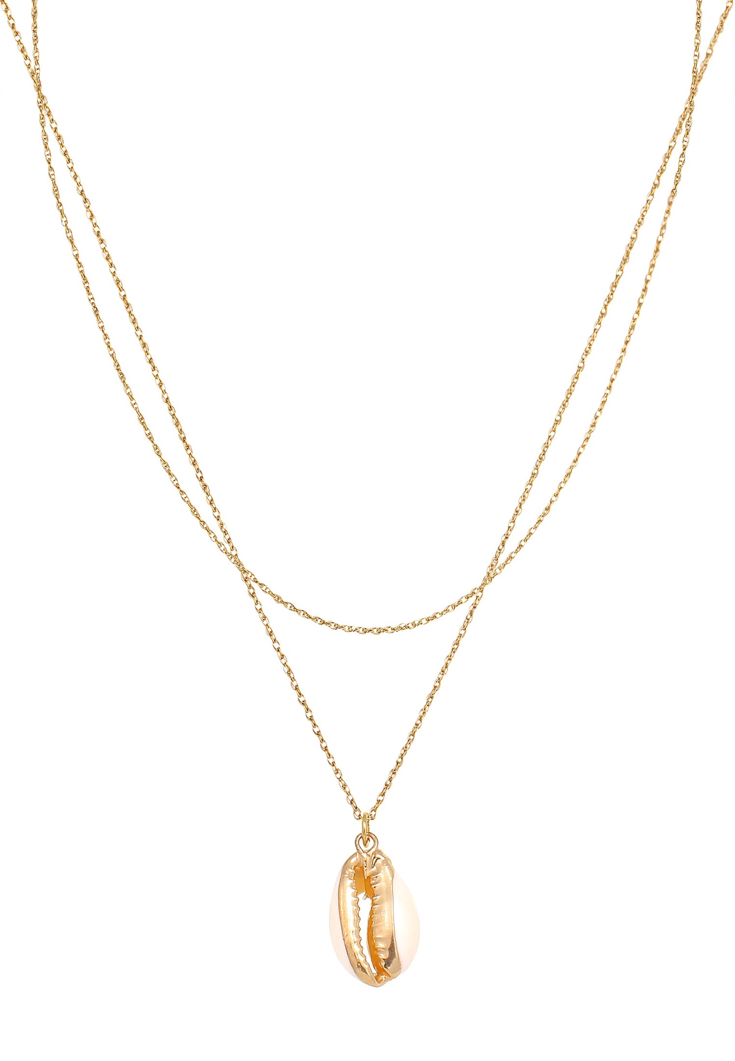 Prívesok Elli s mušľou, vrstvený letný plážový náhrdelník pre ženy - (925/1000) strieborný pozlátený