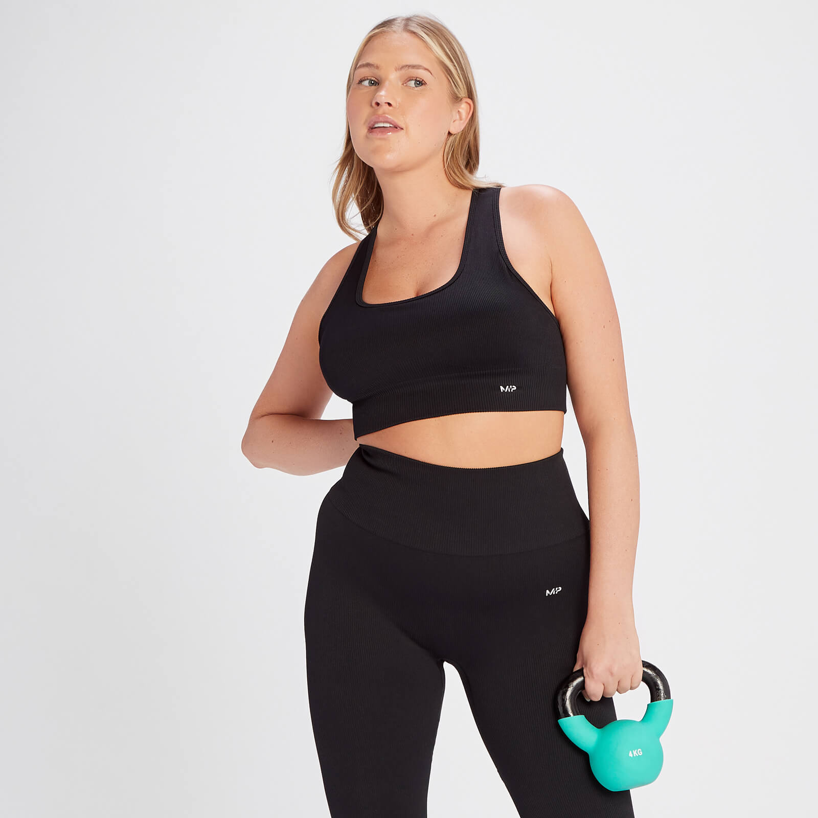 Brassière côtelée sans coutures MP Tempo pour femmes – Noir