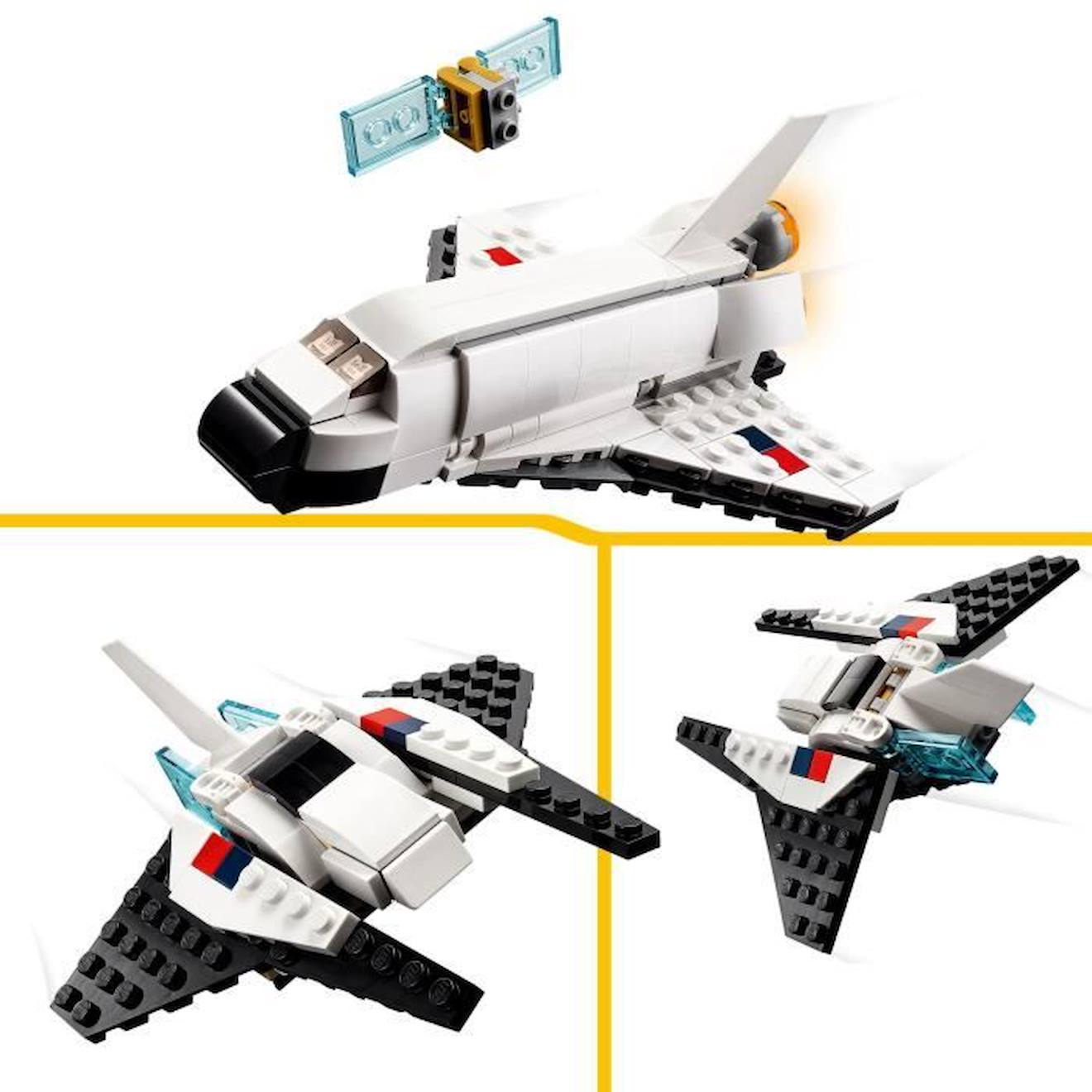 LEGO® Creator 3-en-1 31134 La Navette Spatiale, Jouet Figurine Astronaute avec Vaisseau, Enfants 6 Ans blanc