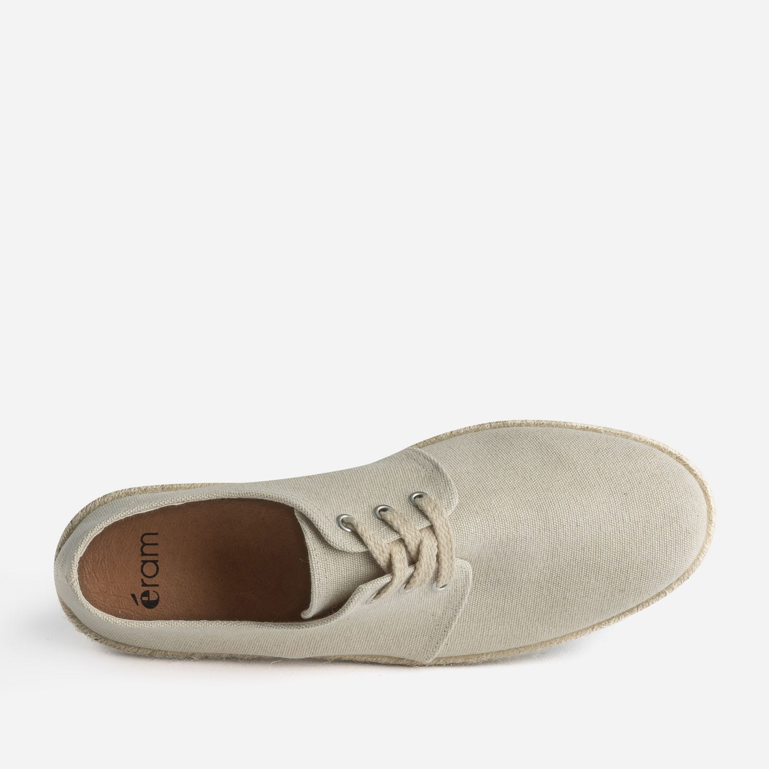 Espadrille beige en toile à lacet