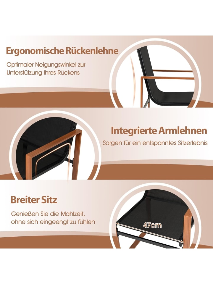 COSTWAY 2er Set Gartenstühle in Schwarz günstig kaufen onesize