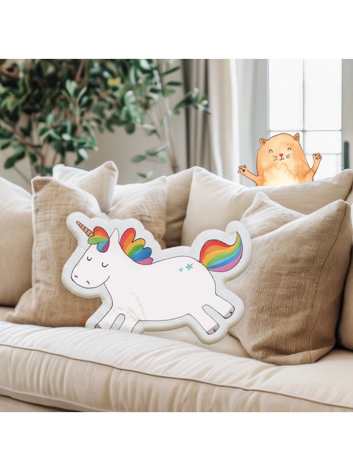 Mr. & Mrs. Panda Kissen Kuscheltier Einhorn Happy ohne Spruch in Transparent günstig kaufen