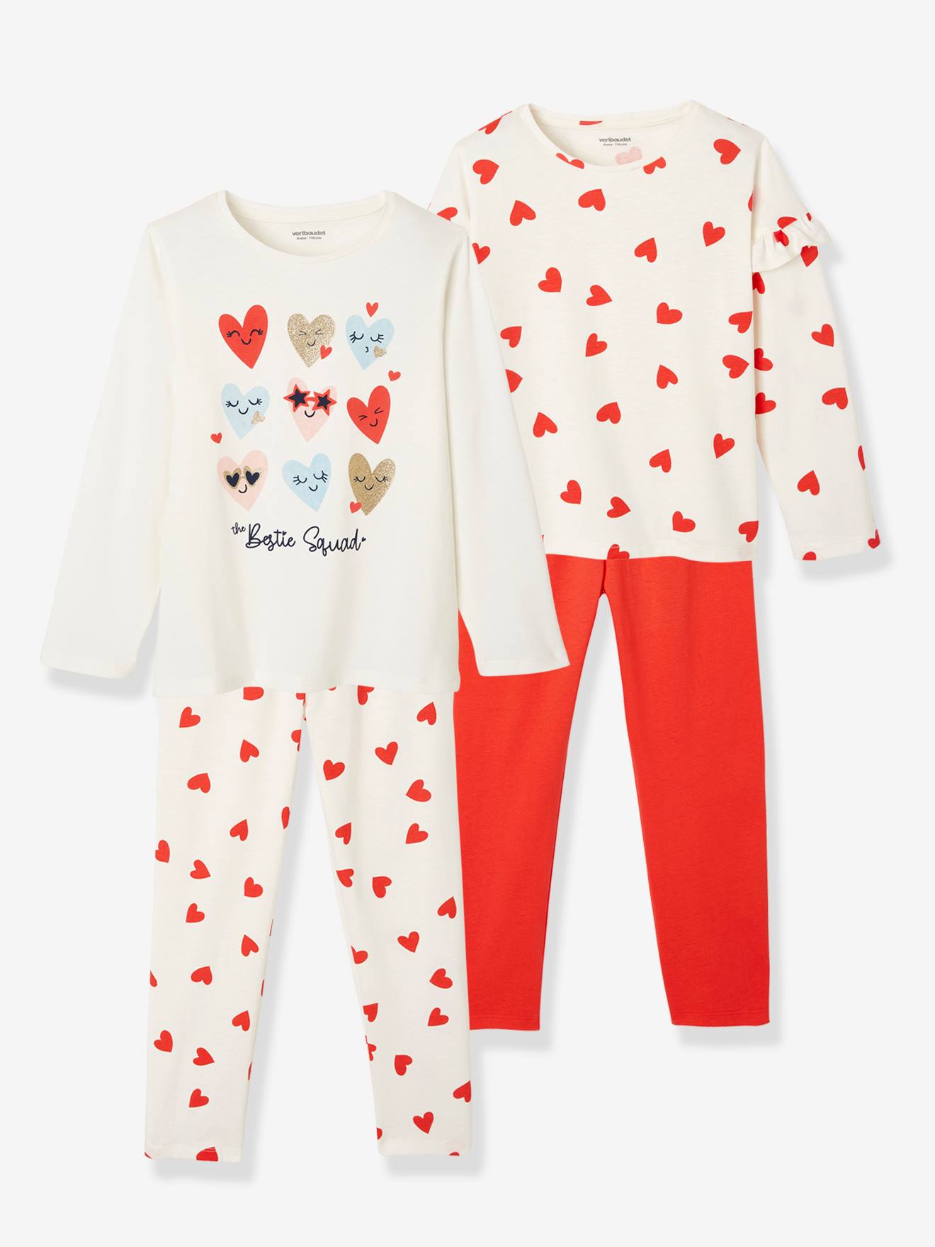 Lot de 2 pyjamas coeurs ivoire