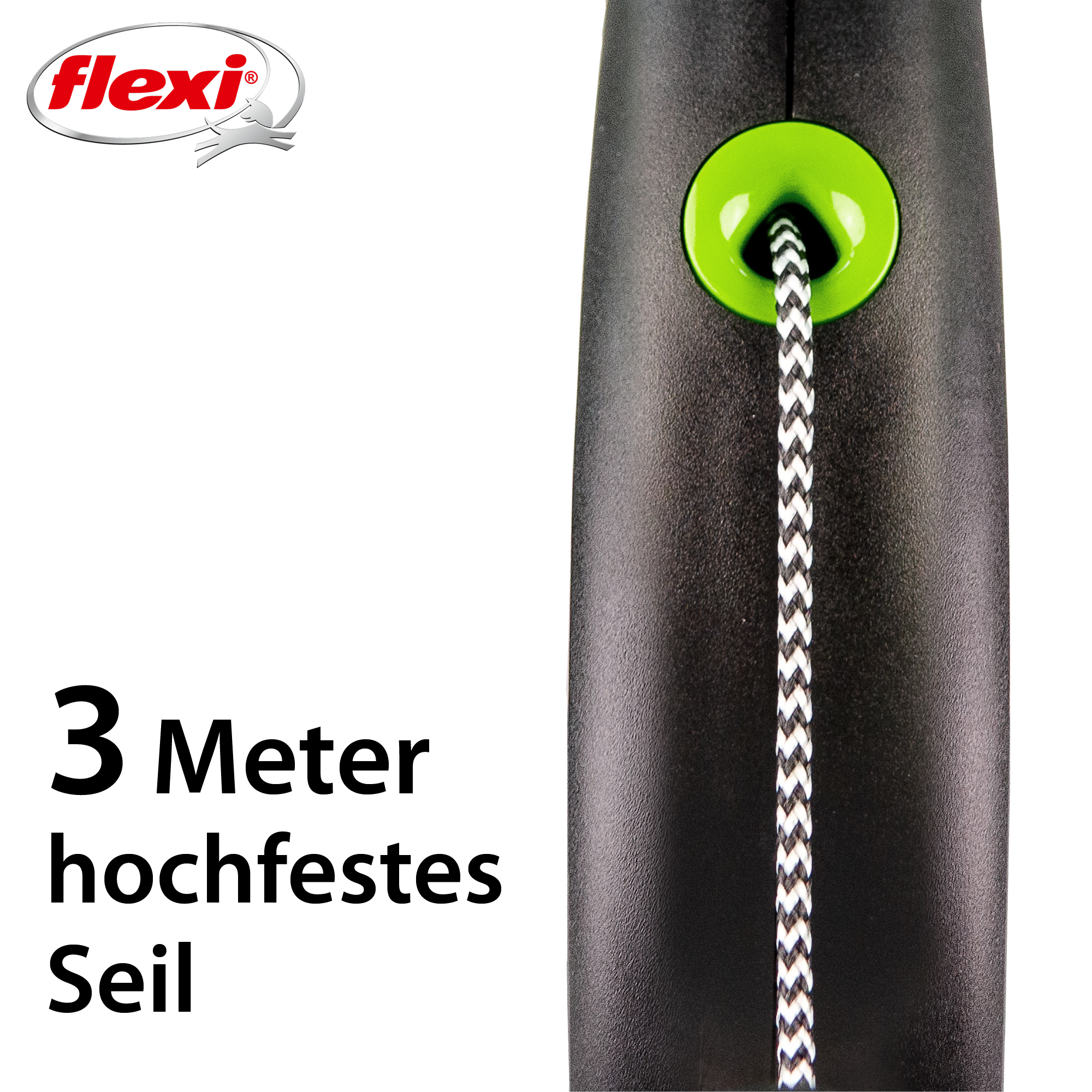 Flexi Hundeleinen Flexi Black Design Seil grün XS, 3 m, 8 kg