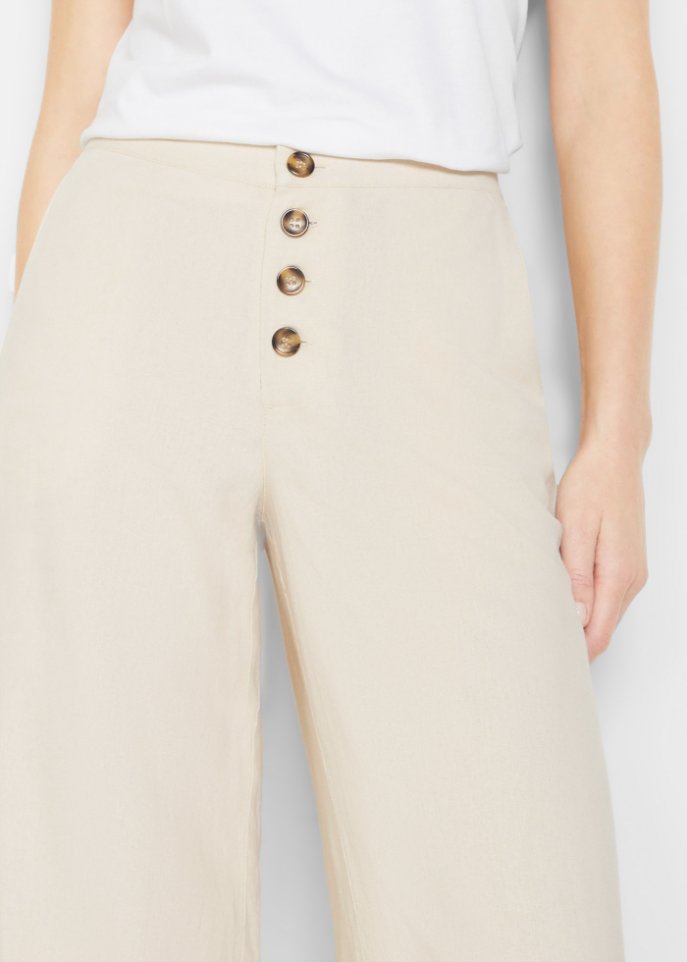 Palazzo-Hose mit Leinen mit extra langem Bein