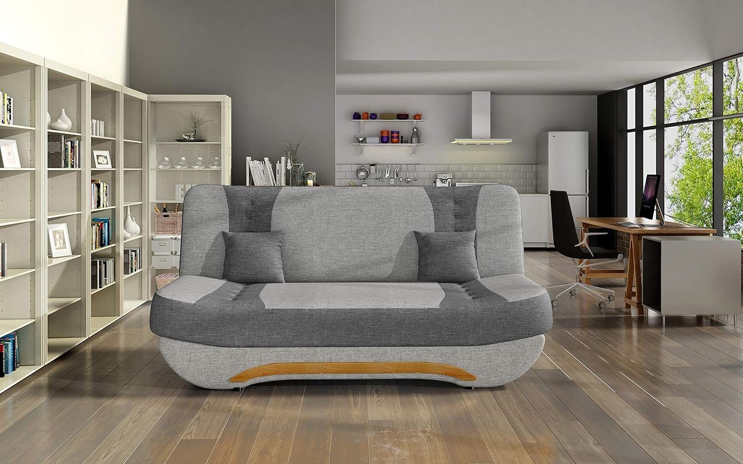 MOEBLO Schlafsofa Feba, Couch für Wohnzimmer, Schlafsofa Federkern Sofagarnitur Polstersofa Wohnlandschaft, mit Schlaffunktion und Bettkasten