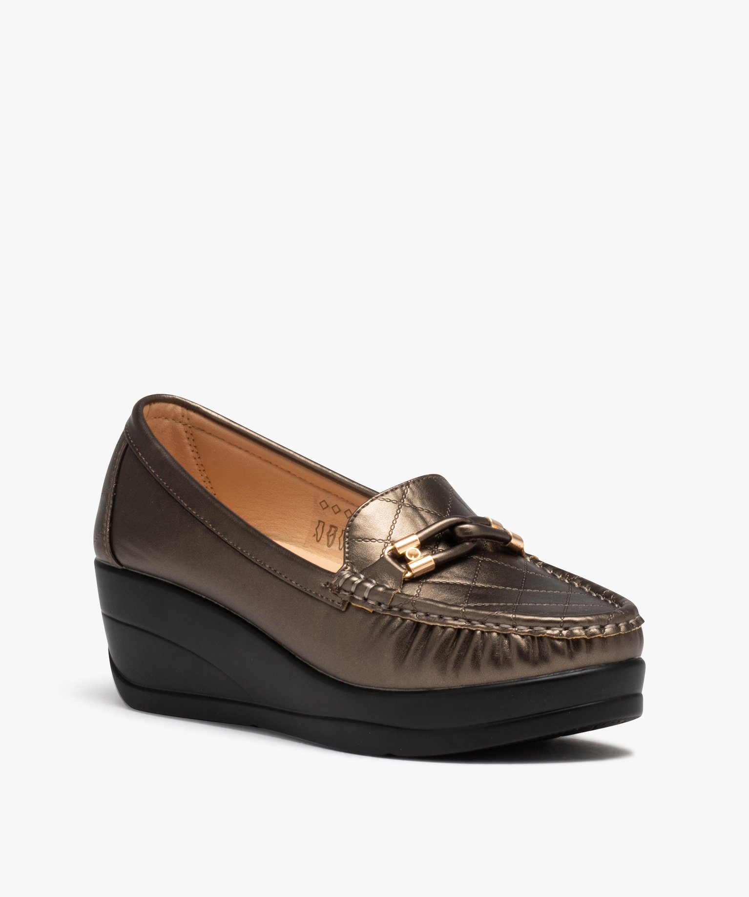 Mocassins femme confort dessus uni effet métallisé à seme... bronze | GEMO