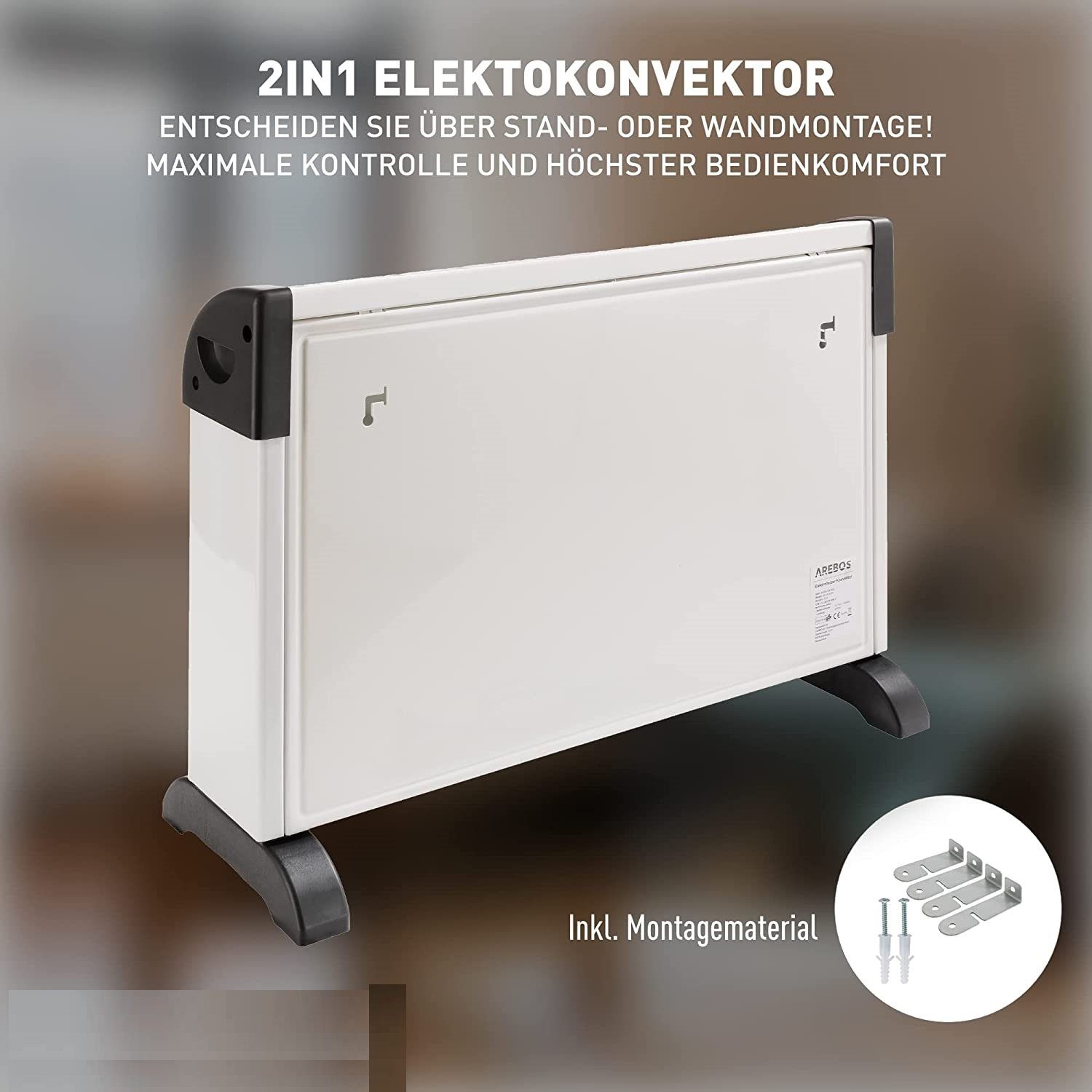 JUNG Konvektor ALPIN Heizung Elektro Mobil, Konvektor Konvektorheizung Elektroheizung, 2000 W, Energiesparend, Heizgerät, Elektrische Heizung Wohnzimmer Heizlüfter