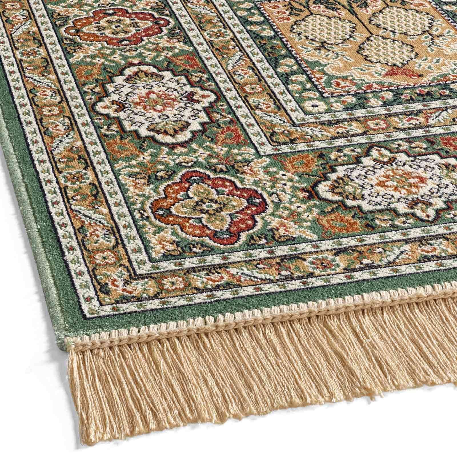 Teppich Palazzo Royal Vintage Felder Moud, TaraCarpet, rechteckig, Höhe: 6 mm, Felder Seiden Optik grün Wohnzimmer Schlafzimmer Esszimmer 67x105
