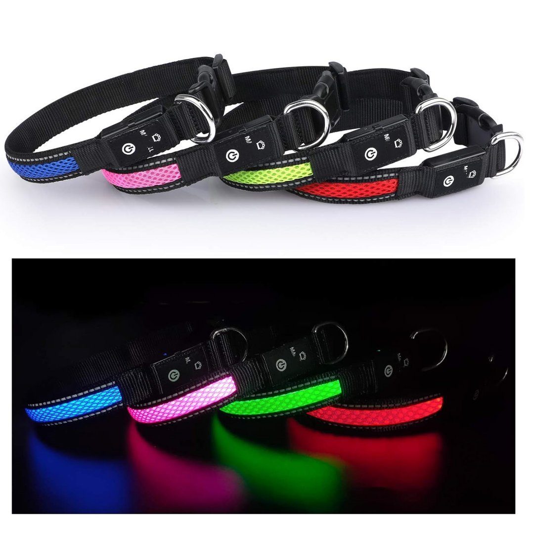 Ciskotu Hunde-Halsband Leuchthalsband Hunde Aufladbar,Hundehalsband Leuchtend Wasserdicht, mit 3 Beleuchtungsmodi, Verstellbare LED Halsband