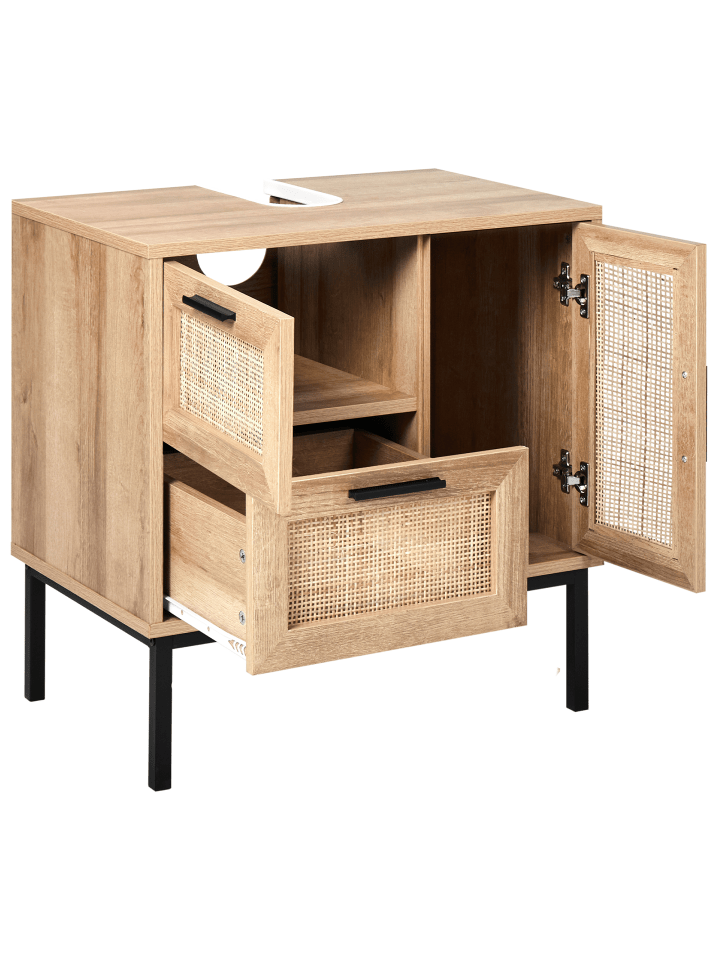 Beliani Badezimmerschrank ROSELL in Heller Holzfarbton - (W) 60 x (H) 60 x (L) 40 cm günstig kaufen onesize