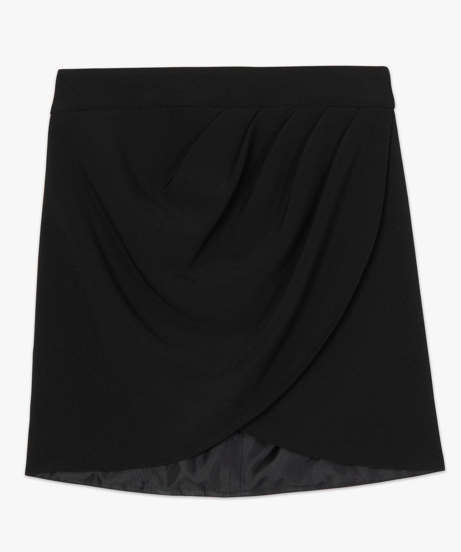 Jupe femme forme portefeuille avec devant drapé noir | GEMO