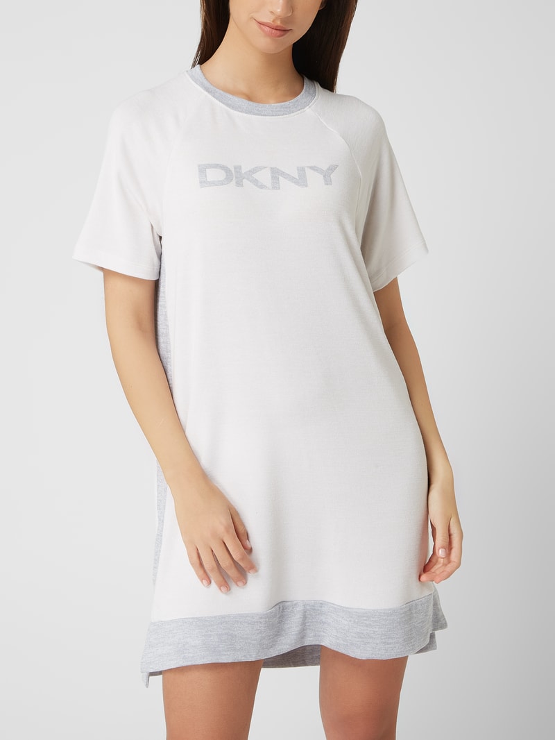 Nachthemd mit Logo-Print in beige meliert